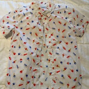 Janie and Jack White Shirt with Ice Cream Print